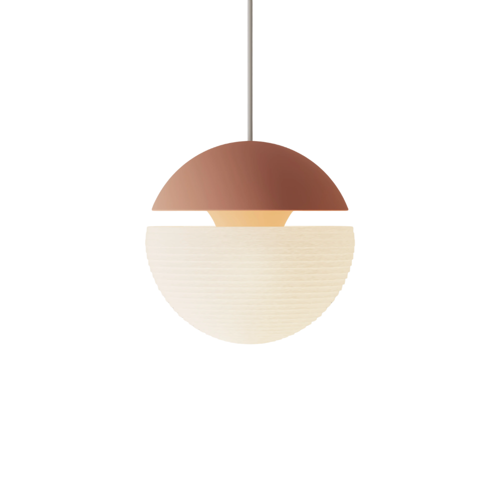 The blossom Cora Pendant Light from Gantri with the white cord.