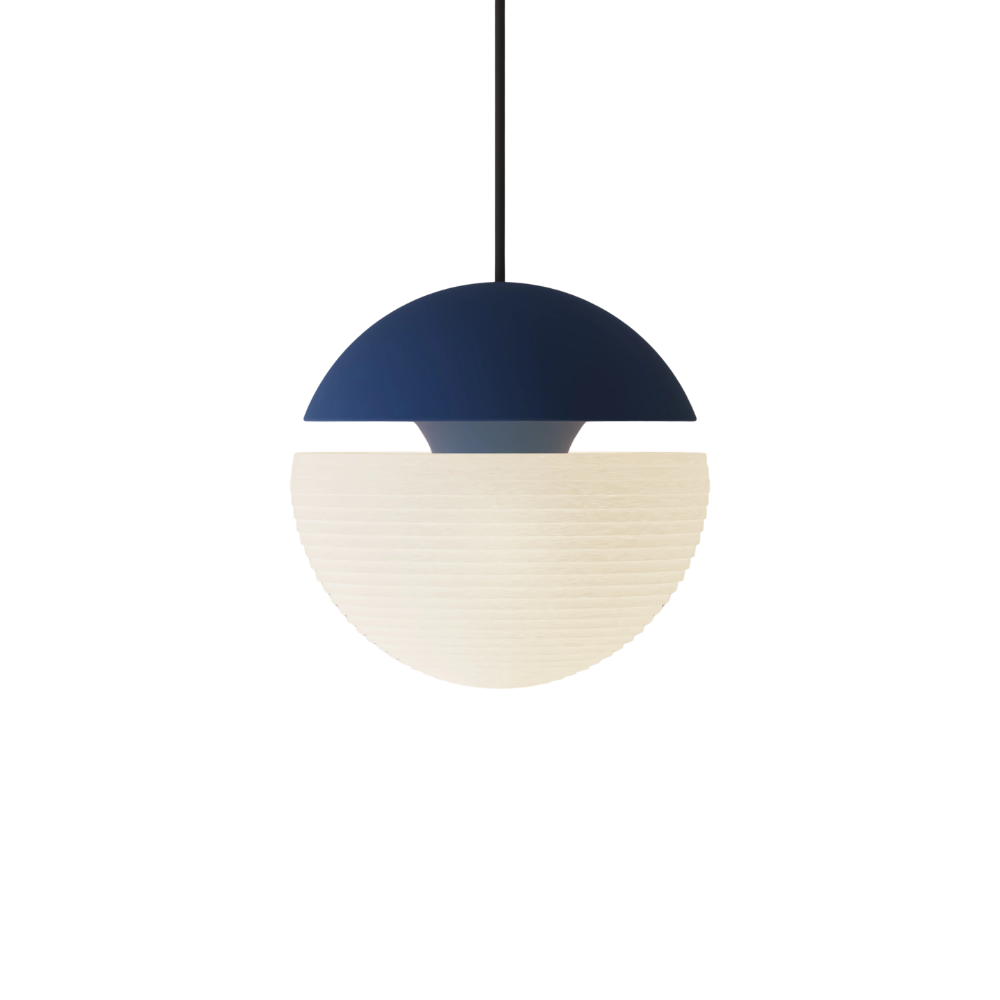 The midnight Cora Pendant Light from Gantri with the black cord.