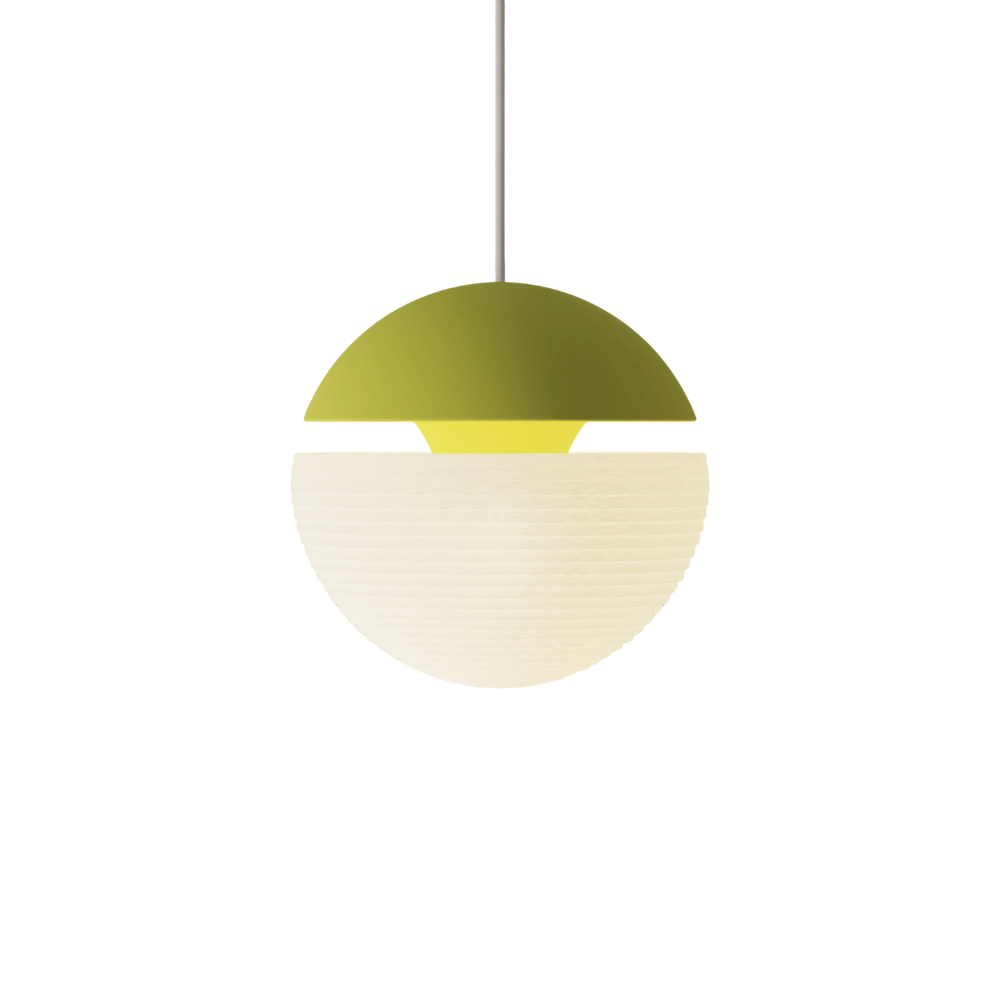 The sprout Cora Pendant Light from Gantri with the white cord.