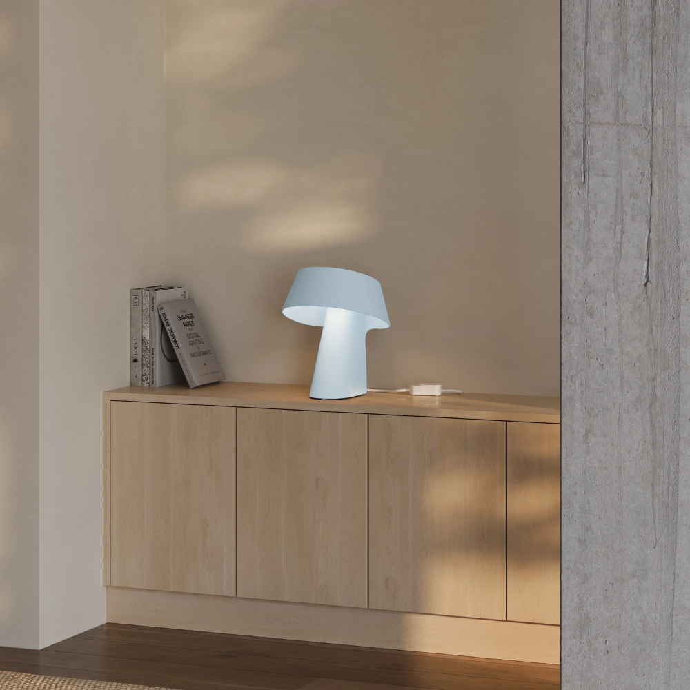 The sky Fold Table Light from Gantri in a living room.