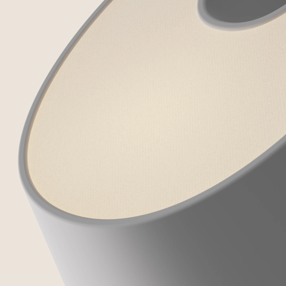 The snow Fold Table Light from Gantri close up.