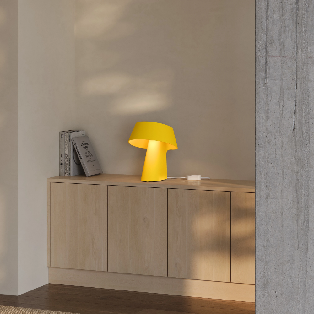 The sunrise Fold Table Light from Gantri in a living room.