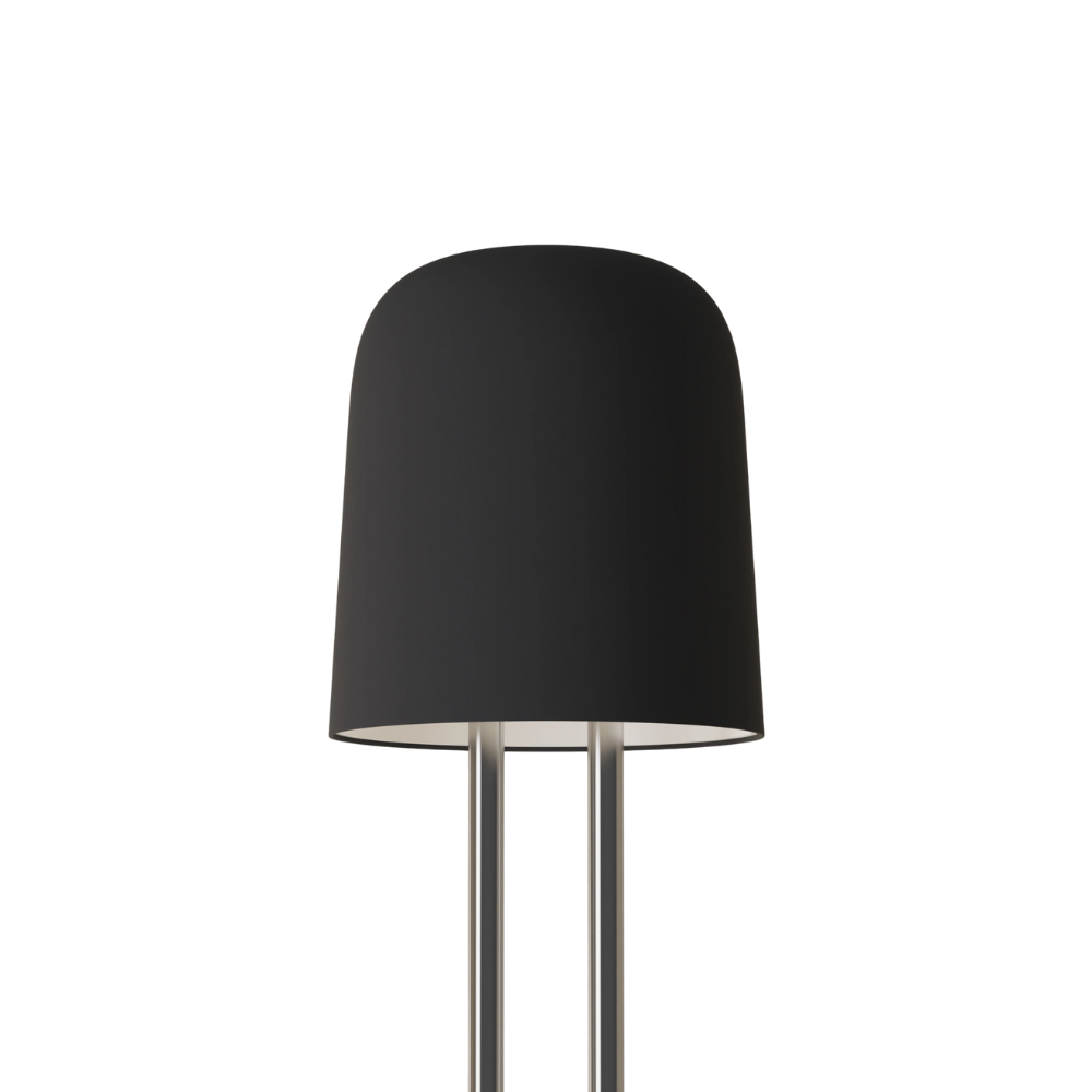 The carbon Gio Floor Light from Gantri with the chrome rod option.