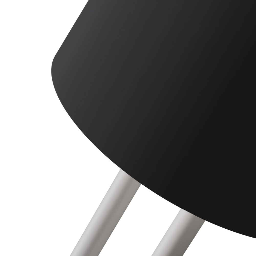 The carbon Gio Floor Light from Gantri with the white rod option close up.