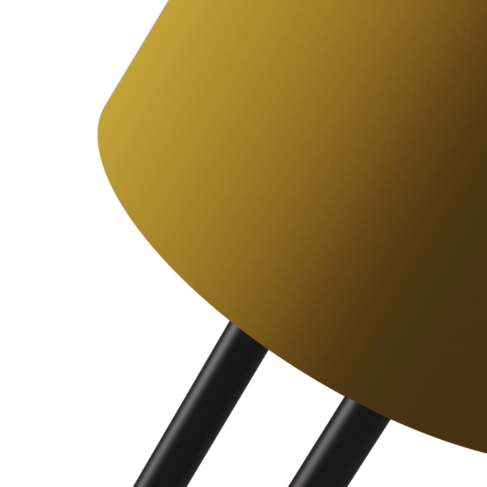 The mustard Gio Floor Light from Gantri with the black rod option close up.