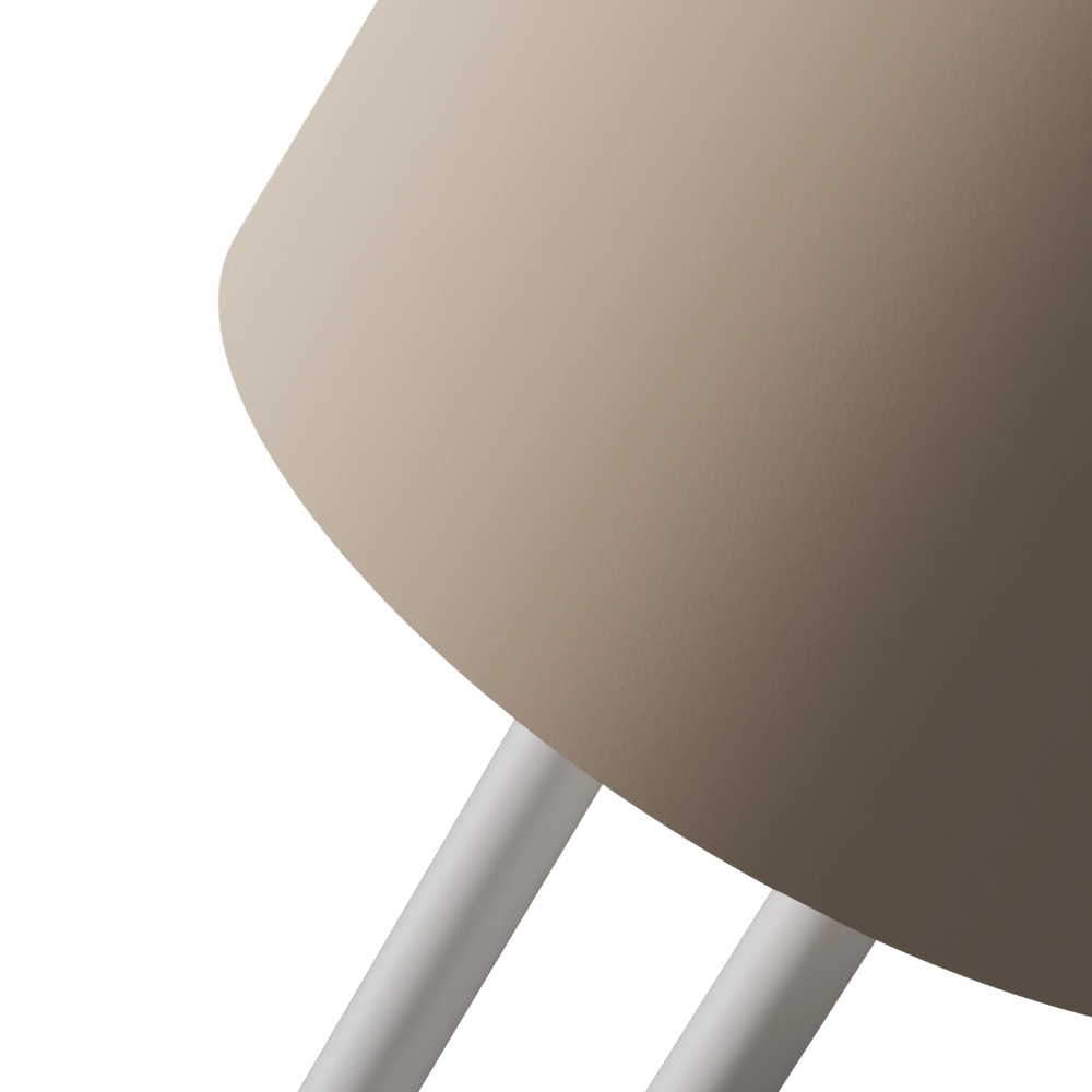 The peach Gio Floor Light from Gantri with the white rod option close up.