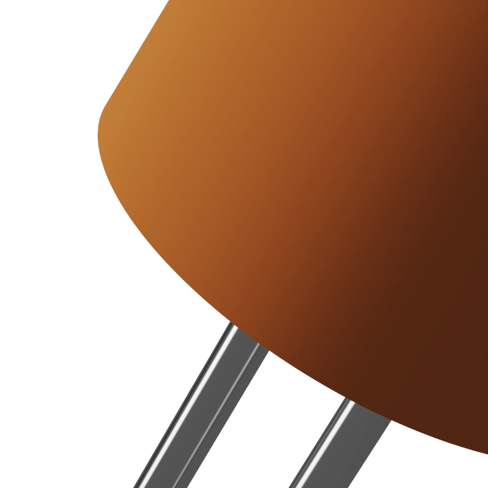 The persimmon Gio Floor Light from Gantri with the chrome rod option close up.
