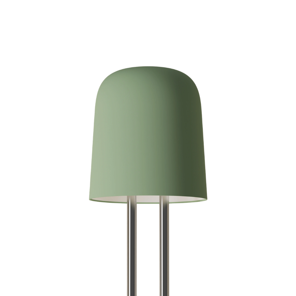 The sage Gio Floor Light from Gantri with the chrome rod option.