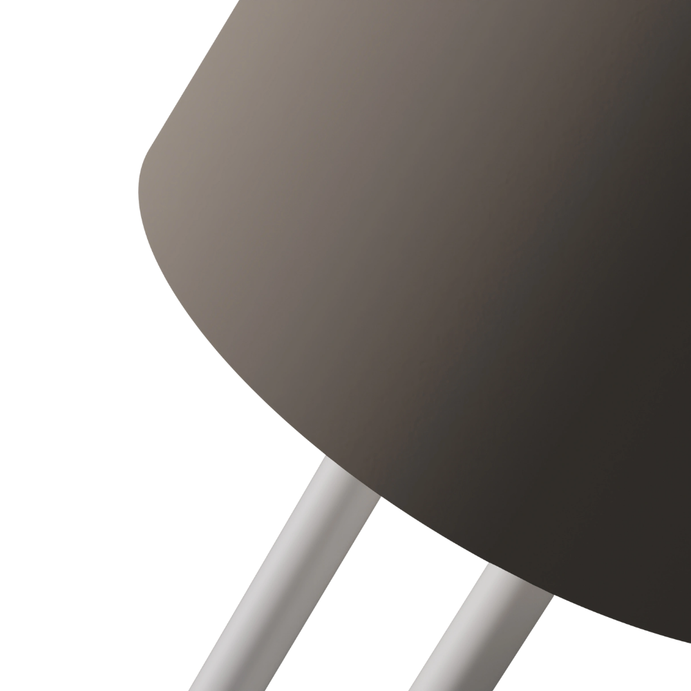 The smoke Gio Floor Light from Gantri with the white rod option close up.