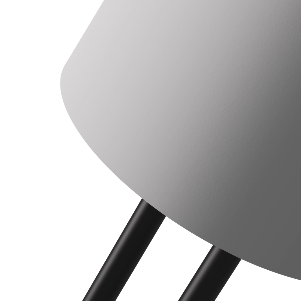 The snow Gio Floor Light from Gantri with the black rod option close up.