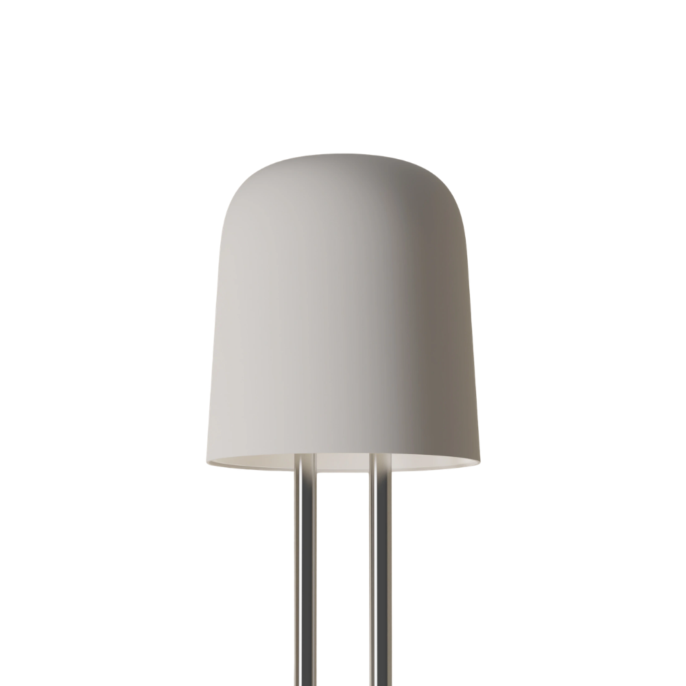 The stone Gio Floor Light from Gantri with the chrome rod option.