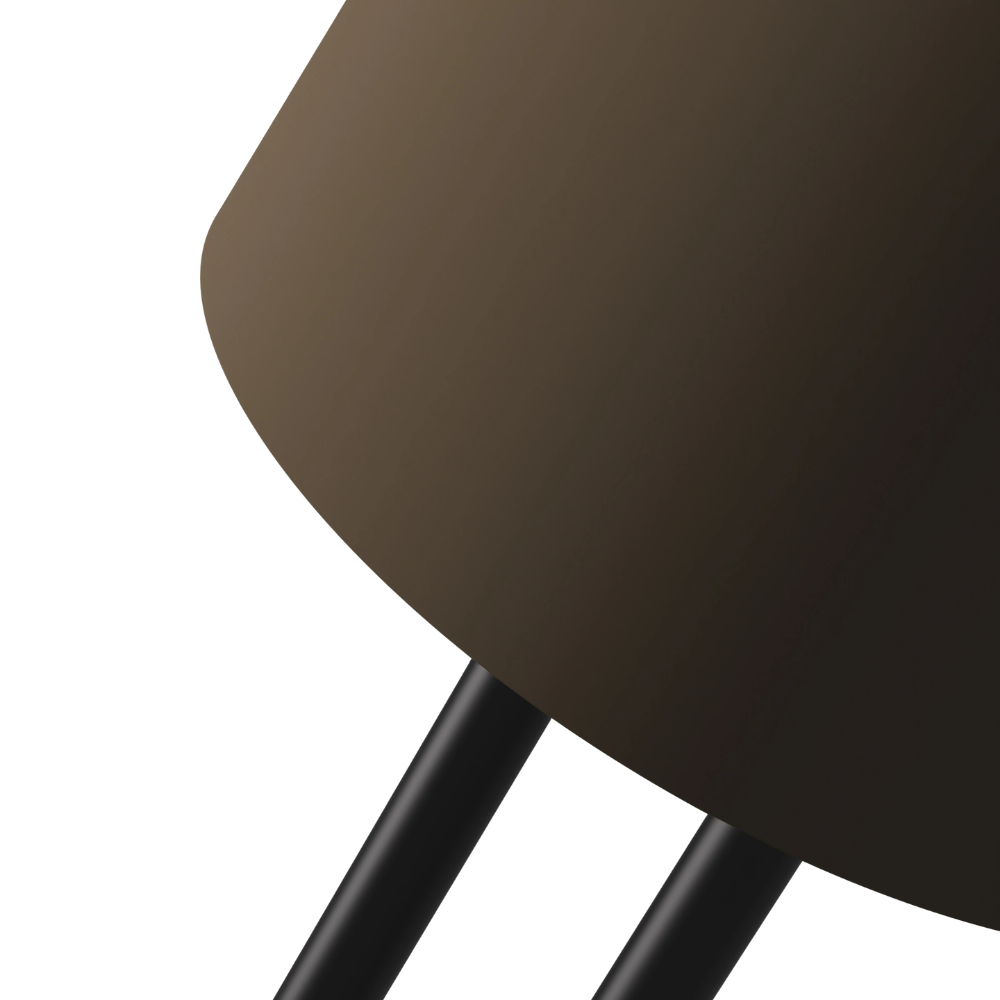 The walnut Gio Floor Light from Gantri with the black rod option close up.