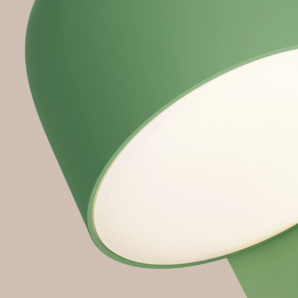 The sage Gio Wall Light from Gantri close up.