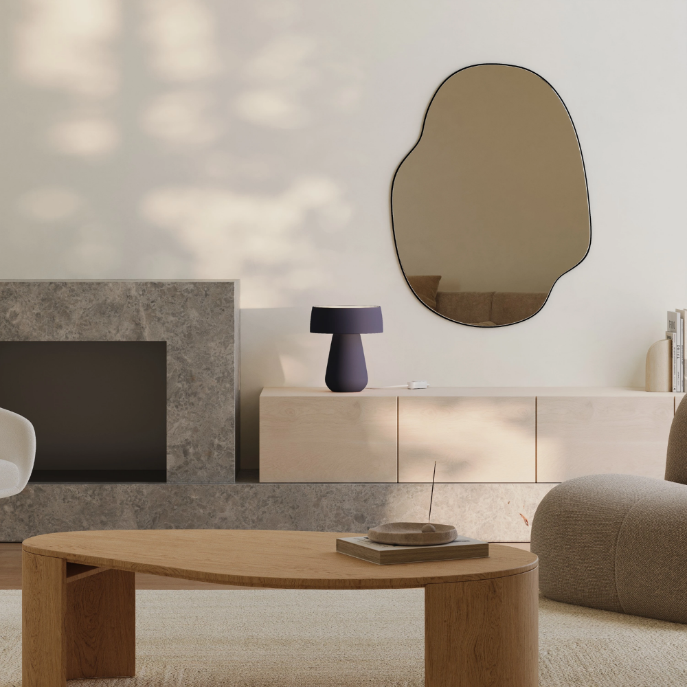 The carbon Hula Table Light from Gantri in a living room.