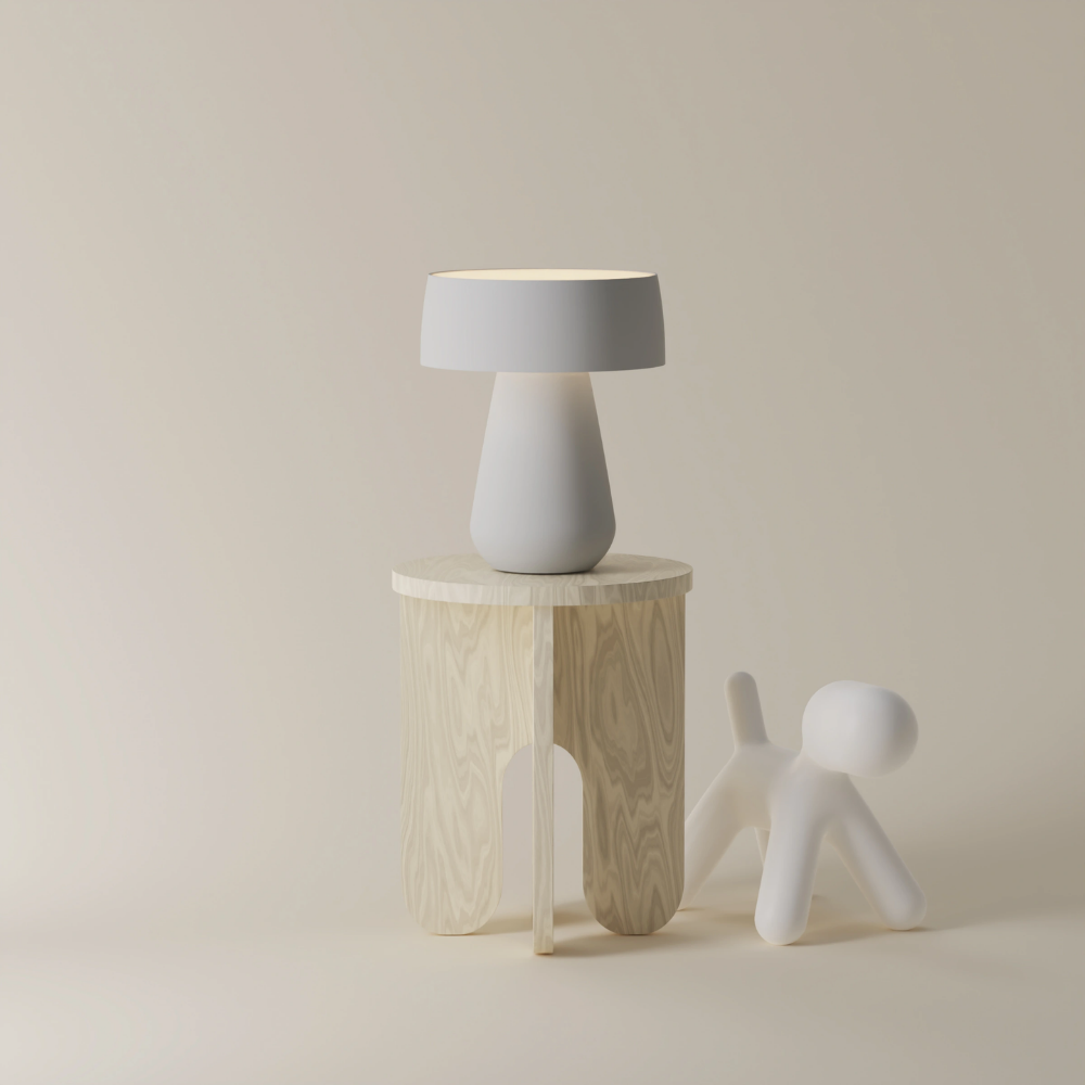 The mist Hula Table Light from Gantri in a living room.