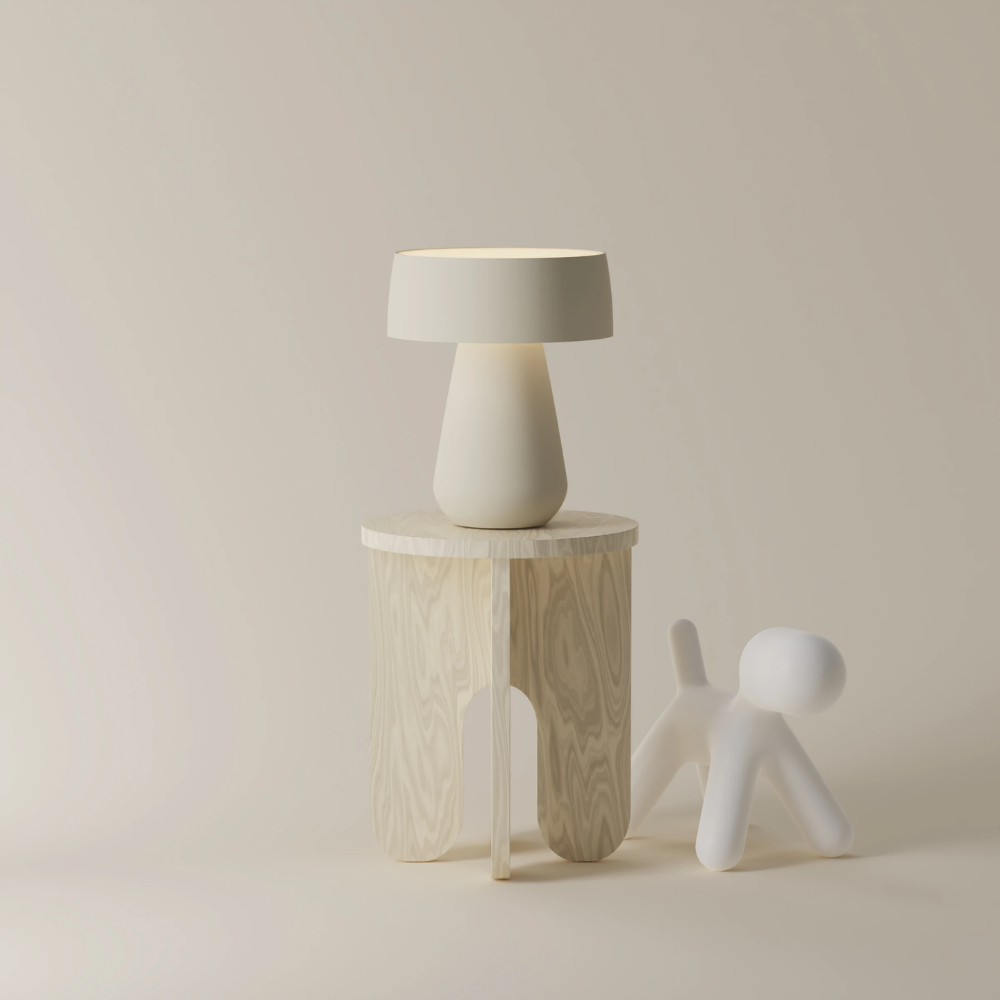 The sand Hula Table Light from Gantri in the studio.