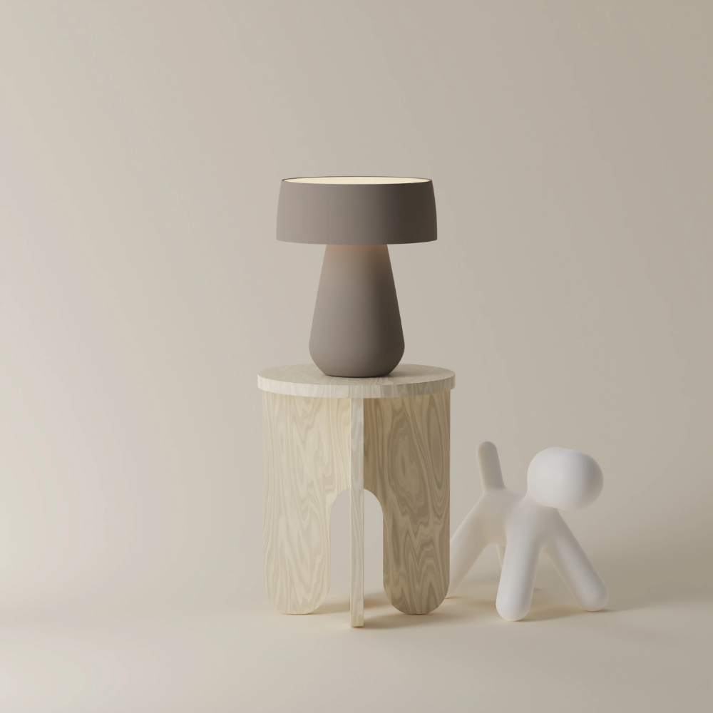 The smoke Hula Table Light from Gantri in the studio.