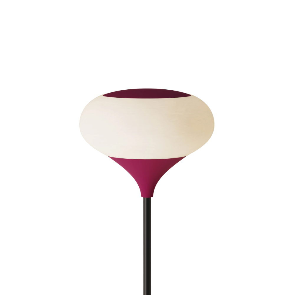 The hibiscus Kobble Floor Light from Gantri with the black rod option.