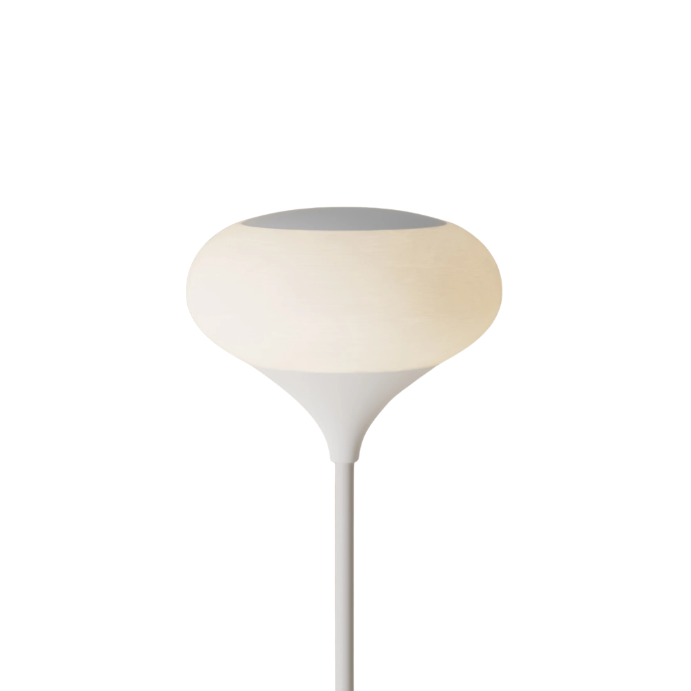 The snow Kobble Floor Light from Gantri with the white rod option.