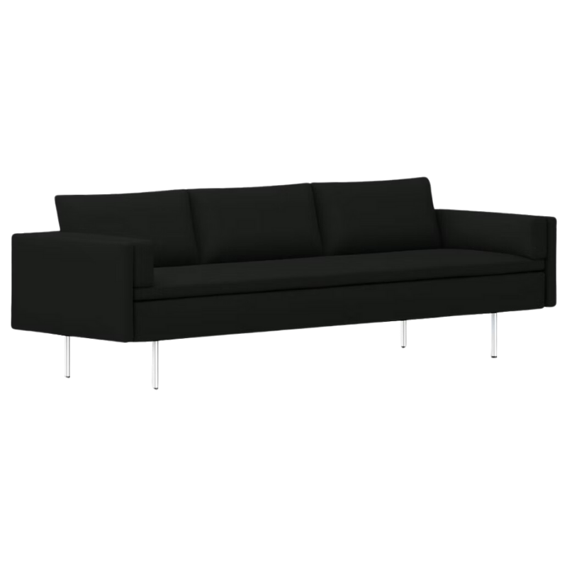 The Bolster Three Seat Sofa from Herman Miller with both arms in black hopsak upholstery.