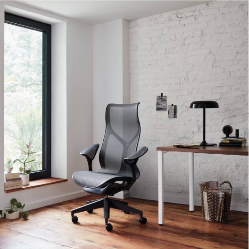 The graphite Cosm Office Chair from Herman Miller in a home office.