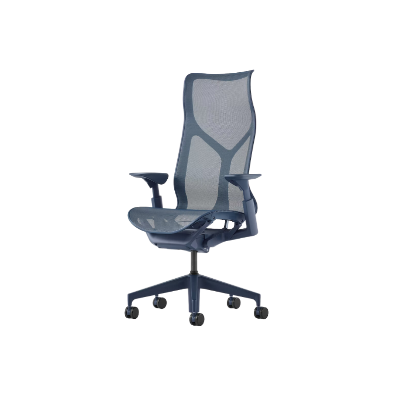 The nightfall Cosm Office Chair with high back and adjustable arms from Herman Miller from the side.