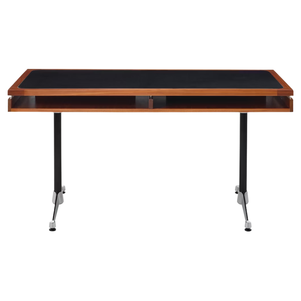 The 30 by 60 inch walnut Eames 2500 Series Executive Desk from Herman Miller with the leather inlay finish.