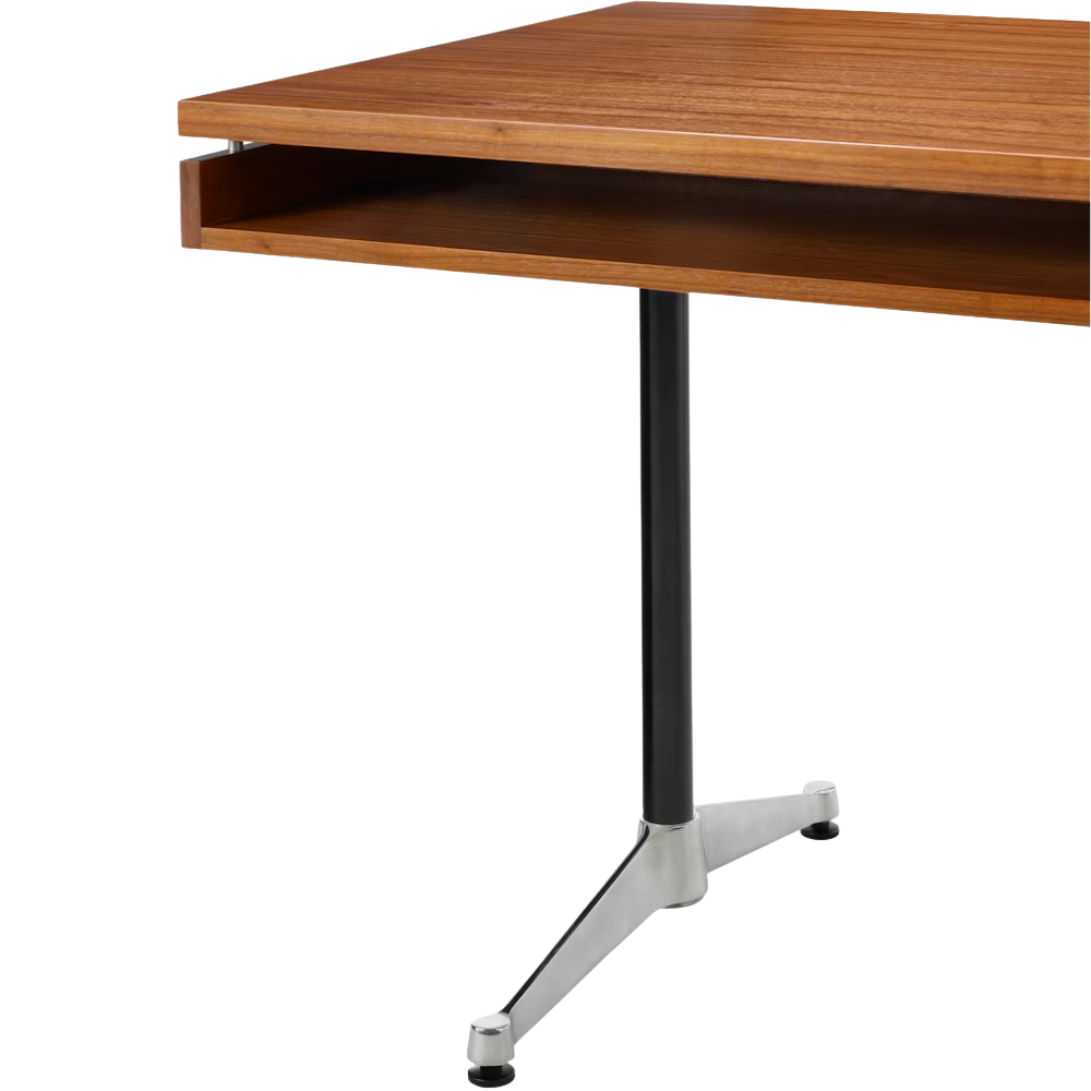 The walnut Eames 2500 Series Executive Desk from Herman Miller showing the base.