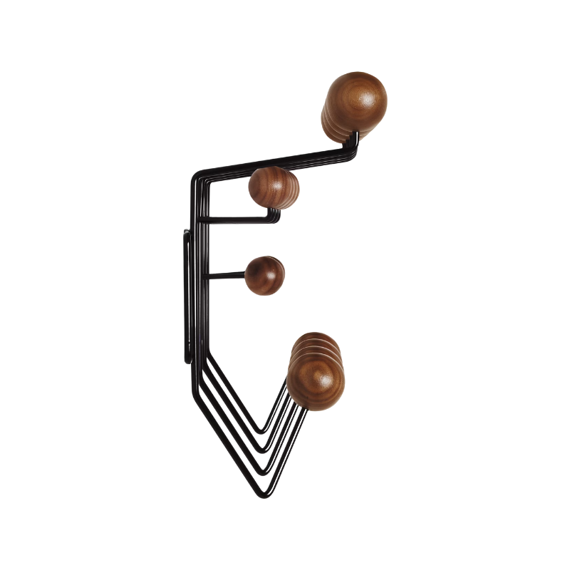 The Eames Hang-It-All from Herman Miller in black and walnut side angle.