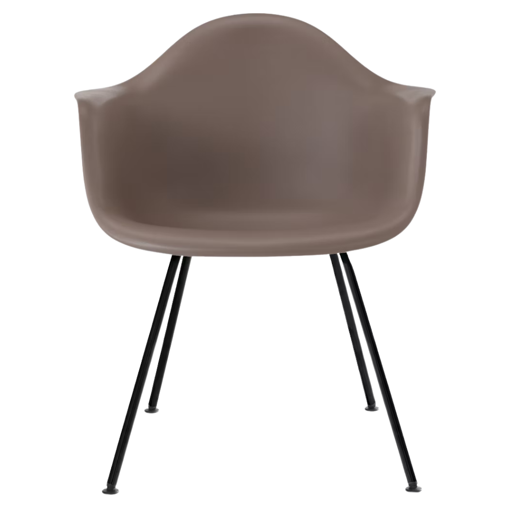 The cocoa shell Eames Molded Plastic Armchair 4-Leg Base from Herman Miller with the black base.