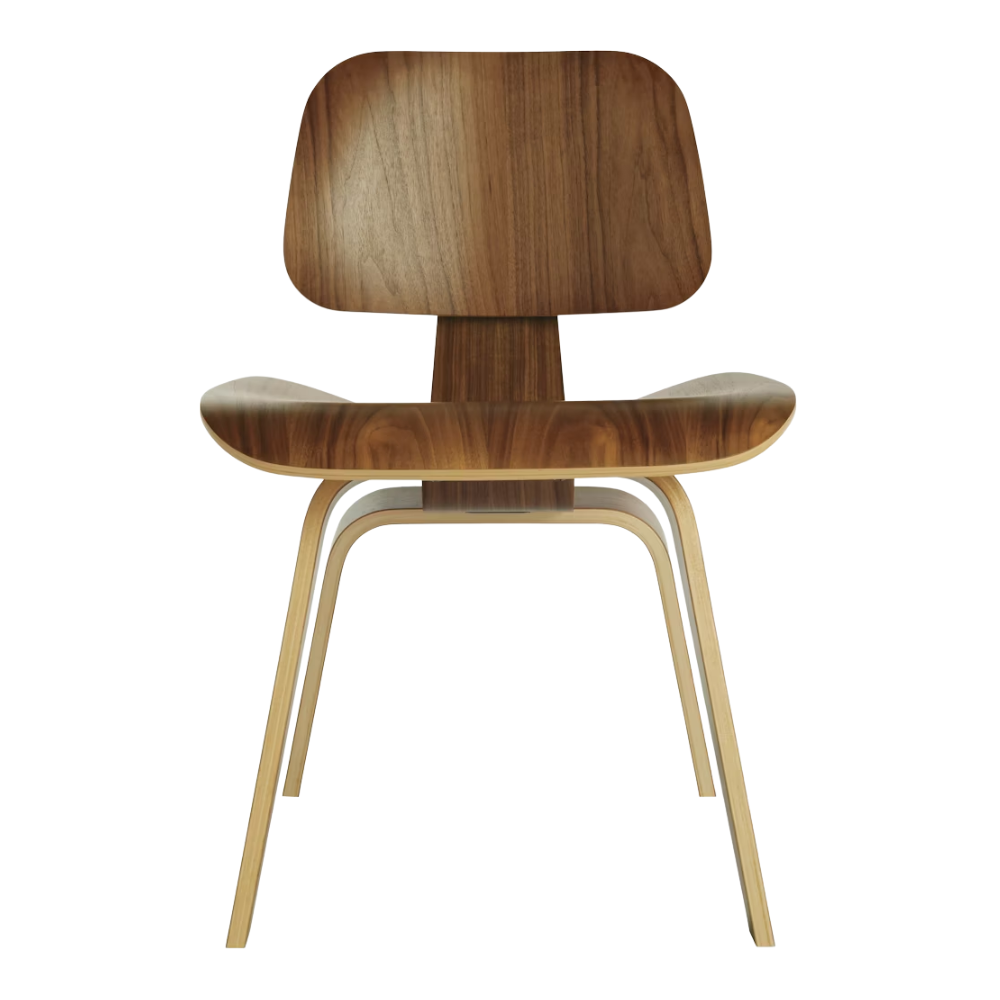 The walnut Eames Molded Plywood Dining Chair Wood Base from Herman Miller.