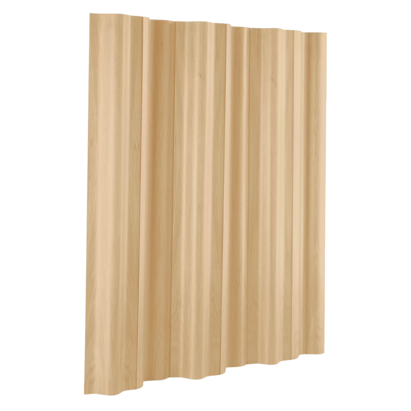The Eames Molded Plywood Folding Screen from Herman Miller in white ash, slightly angled.