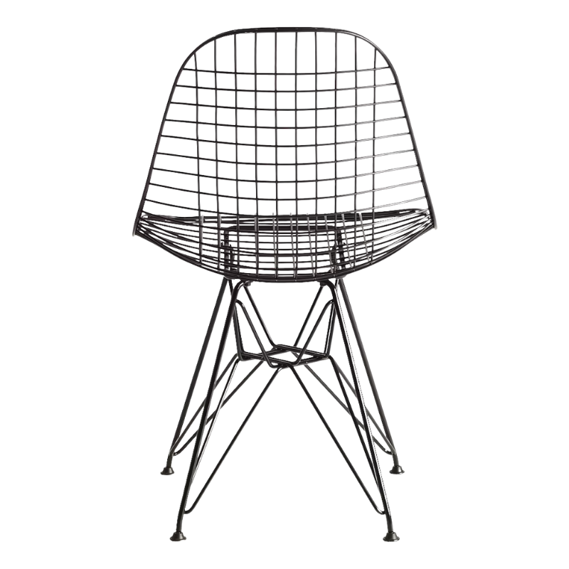 The black Eames Outdoor Wire Chair from Herman Miller from the back.