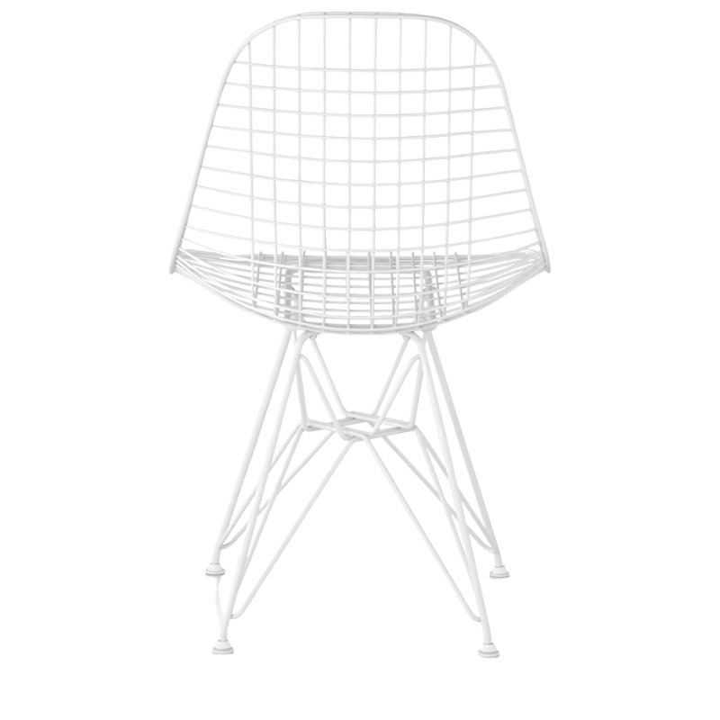 The white Eames Outdoor Wire Chair from Herman Miller from the back.