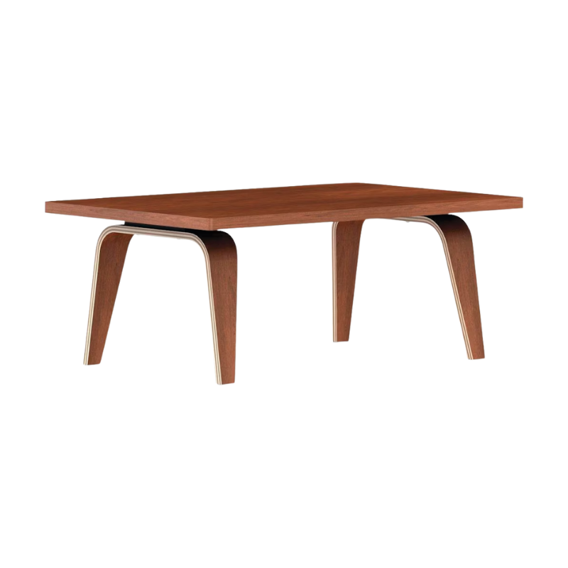 The 22 by 36 inch walnut veneer Eames Rectangular Coffee Table.