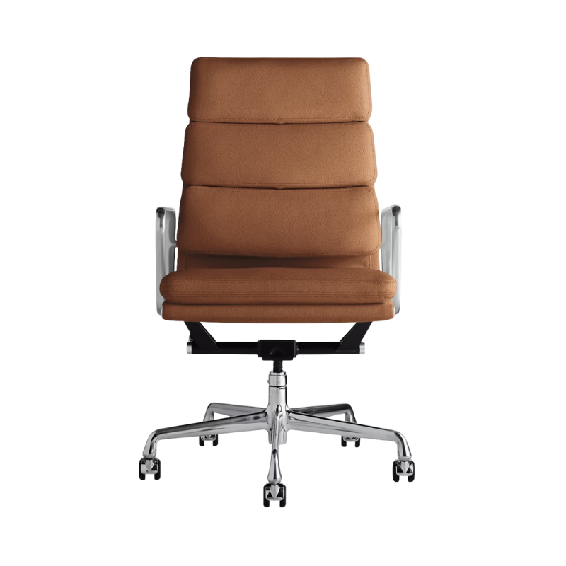 The Eames Soft Pad Executive Chair All Grain Leather Nutmeg from Herman Miller.