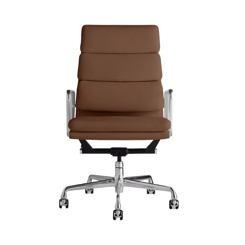 The Eames Soft Pad Executive Chair Stow Leather Russet from Herman Miller.