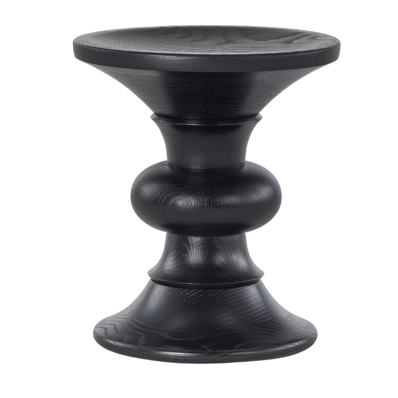 The Eames Turned Stool from Herman Miller made of ebony in shape B.