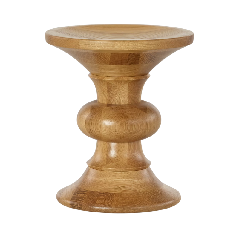 The Eames Turned Stool Shape B White Oak from Herman Miller.