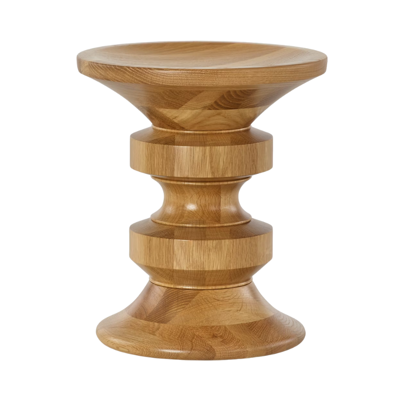 The Eames Turned Stool Shape D White Oak from Herman Miller.