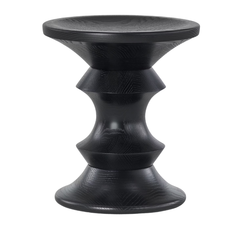 The Eames Turned Stool from Herman Miller made of ebony in shape.