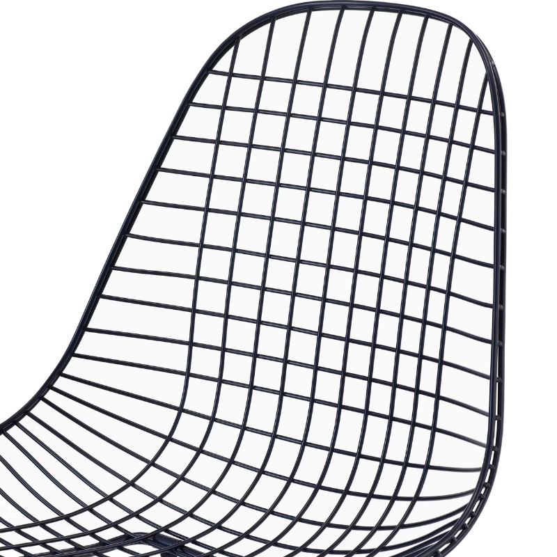 The Eames Wire Chair from Herman Miller, designed by Herman Miller x HAY in black blue with a close up on the back.