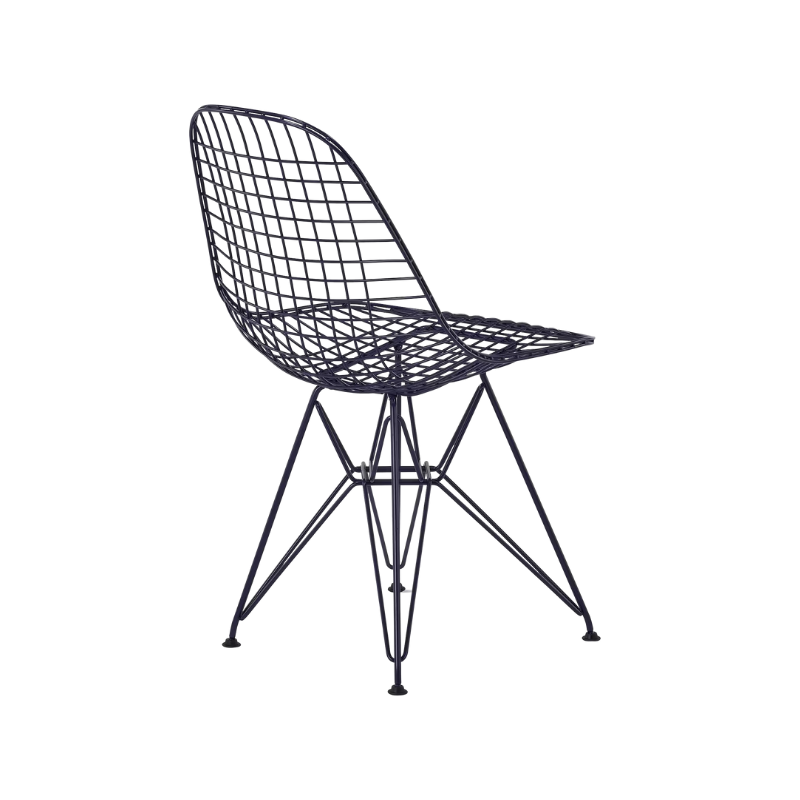 The Eames Wire Chair from Herman Miller, designed by Herman Miller x HAY in black blue side rear.