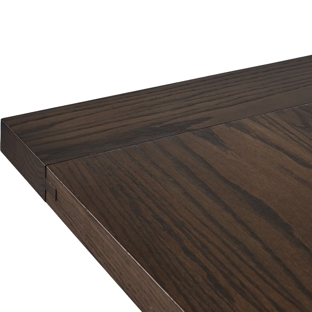 The 75 inch umber on oak Land Dining Table from Herman Miller tabletop.