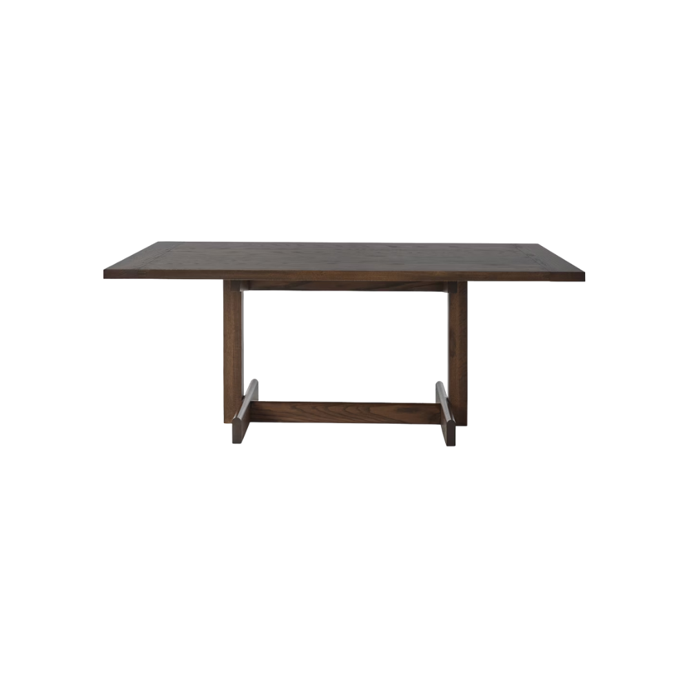 The 75 inch umber on oak Land Dining Table from Herman Miller.
