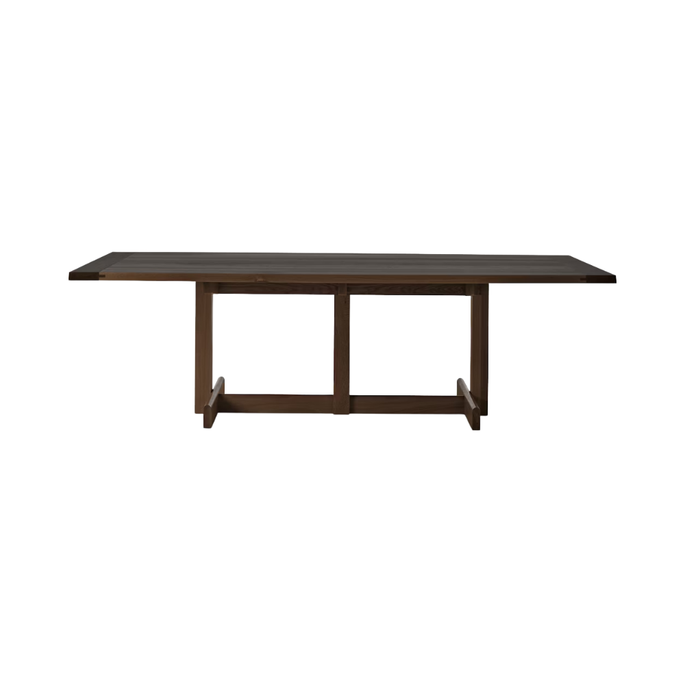 The 99 inch umber on oak Land Dining Table from Herman Miller.