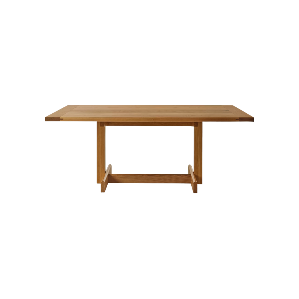 The 75 inch white oak Land Dining Table from Herman Miller.
