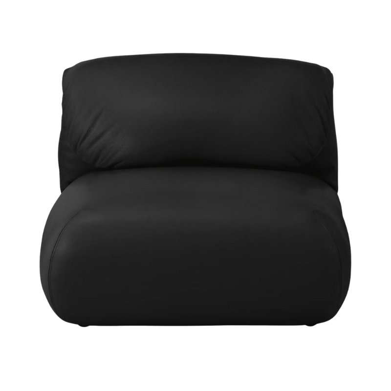 The Leather Luva Modular Armless Chair Raise Leather Black from Herman Miller.