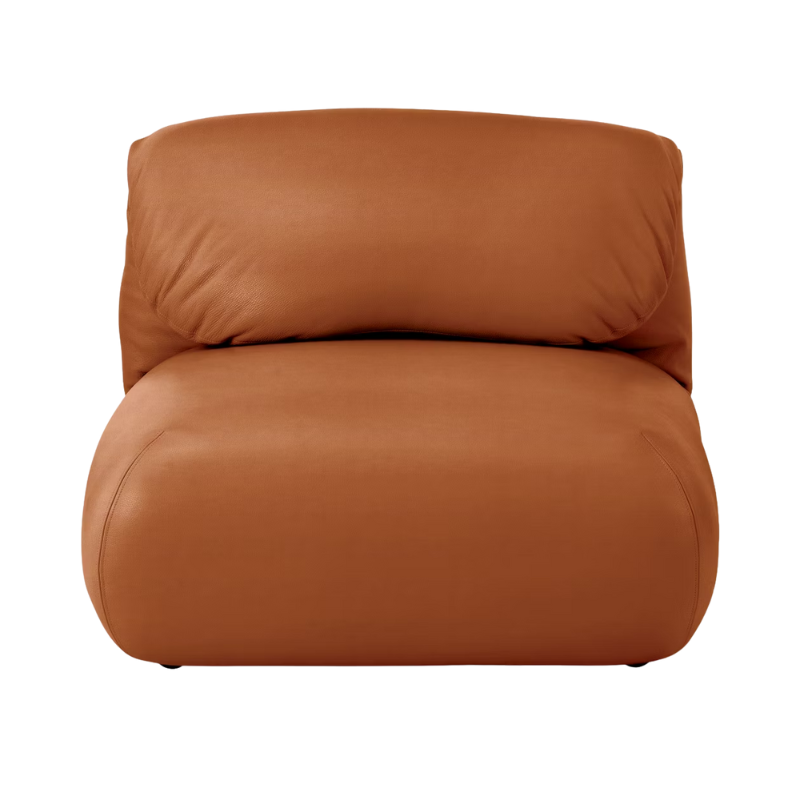 The Leather Luva Modular Armless Chair Raise Leather Sienna from Herman Miller.