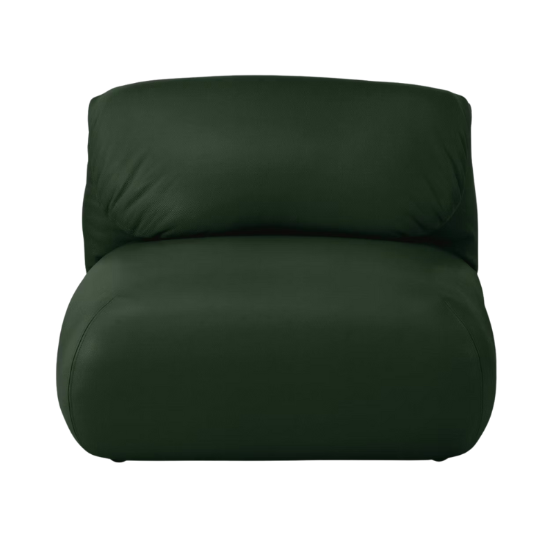 The Leather Luva Modular Armless Chair Raise Leather Verde from Herman Miller.
